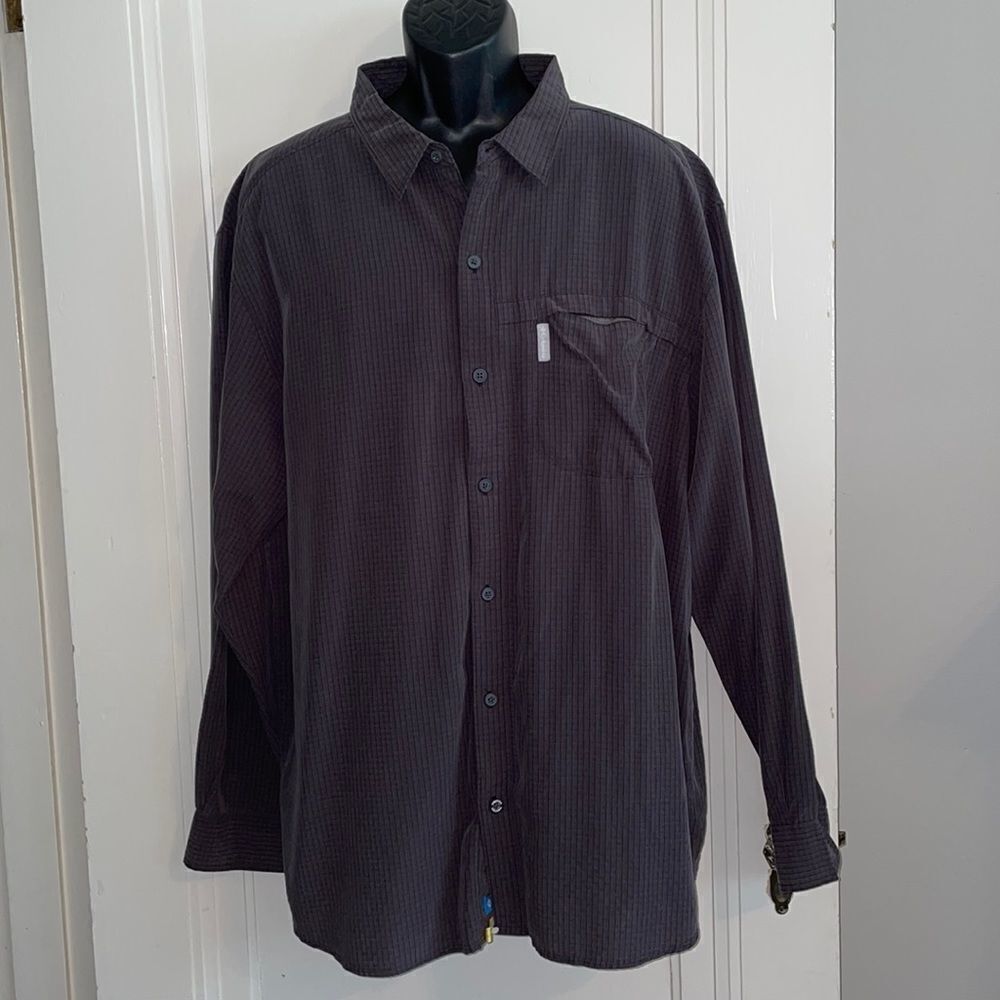 Columbia Sportswear dark gray & black checked shirt